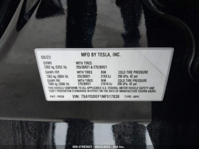 7SAYGDEF1NF517838 Tesla Model Y Performance