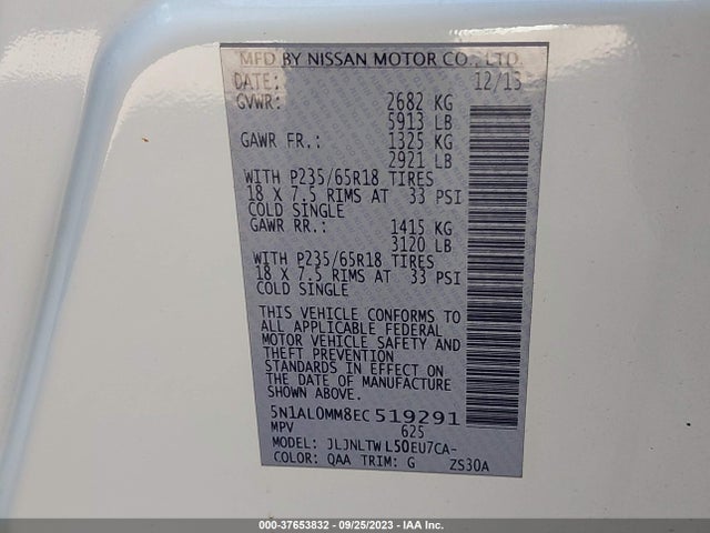 Infiniti QX60 2014 5N1AL0MM8EC519291 Image 9
