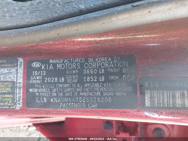 KIA RIO LX 2014 KNADM4A35E6326206 Image 9