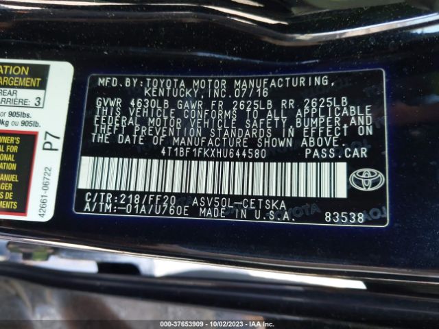 4T1BF1FKXHU644580 Toyota Camry Xle/se/le/xse