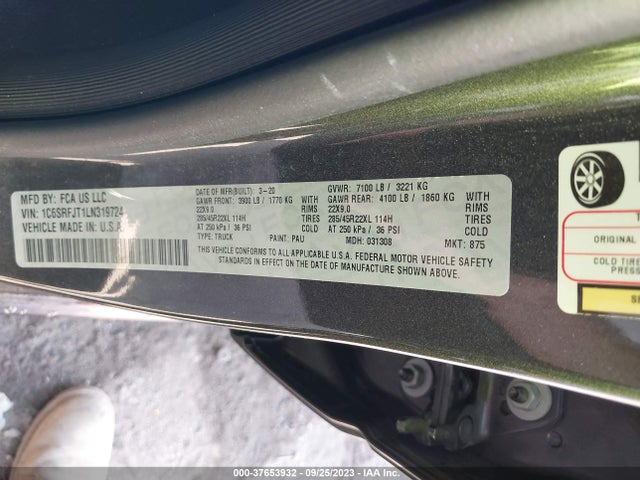 RAM 1500 Laramie 2020 1C6SRFJT1LN319724 Image 9