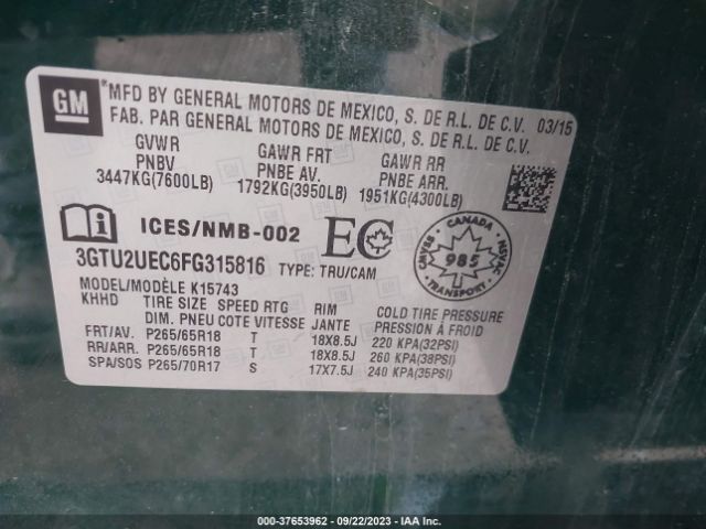 3GTU2UEC6FG315816 GMC Sierra 1500 Sle