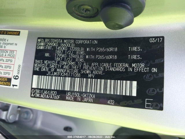 JTJJM7FX2H5171088 Lexus Gx Gx 460