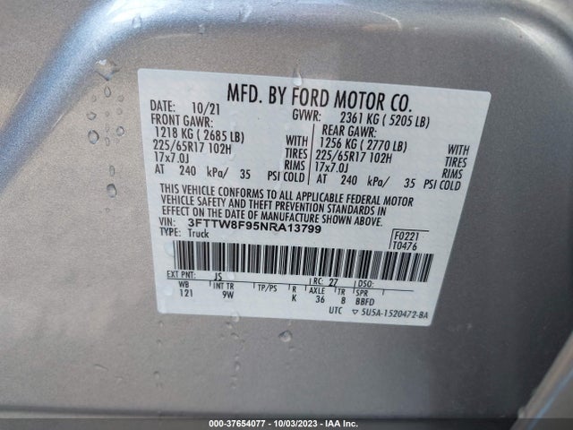 Ford Maverick Xl 2022 3FTTW8F95NRA13799 Image 9