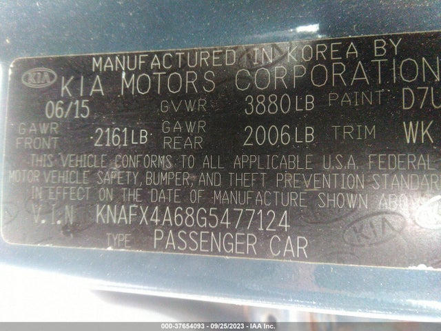 2016 KIA FORTE LX VIN: KNAFX4A68G5477124