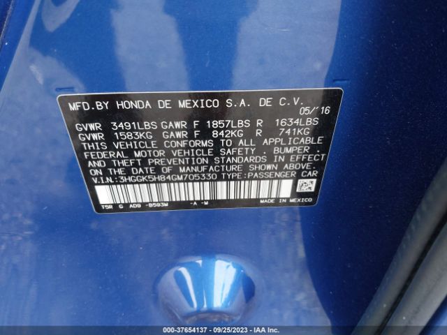3HGGK5H84GM705330 Honda Fit Ex-l