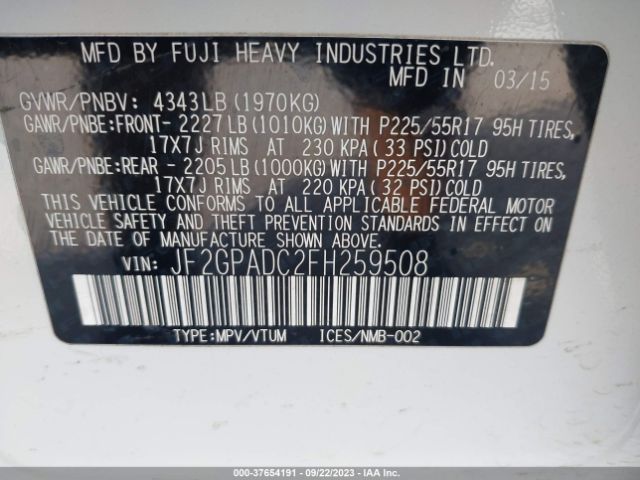 JF2GPADC2FH259508 Subaru Xv Crosstrek Premium