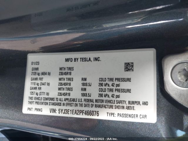 5YJ3E1EA2PF466076 Tesla MODEL 3
