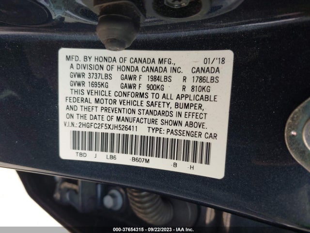 Honda Civic Sedan Lx 2018 2HGFC2F5XJH526411 Image 15