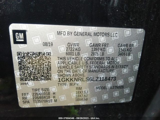 1GKKNRLS6LZ118473 GMC ACADIA SLE