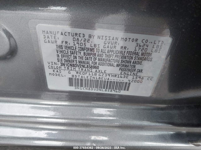 Nissan VERSA S 2022 3N1CN8DV2NL858960 Image 9