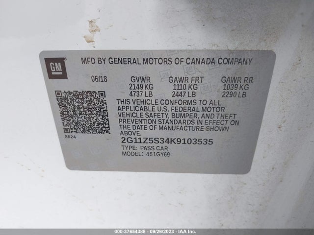 Chevrolet IMPALA LT 2019 2G11Z5S34K9103535 Image 9