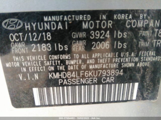 2019 HYUNDAI ELANTRA KMHD84LF6KU793894 Photo 8
