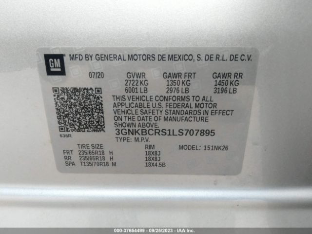 3GNKBCRS1LS707895 Chevrolet Blazer Lt