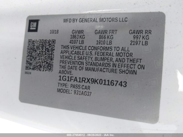 2019 CHEVROLET CAMARO 1G1FA1RX9K0116743 Photo 8