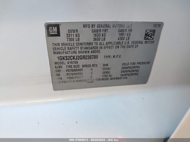 GMC YUKON DENALI 2016 1GKS2CKJ2GR238789 Image 9