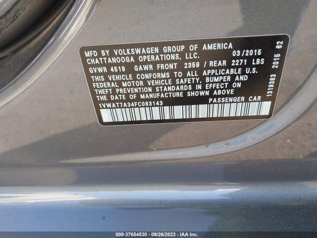 1VWAT7A34FC083143 Volkswagen Passat 1.8t Limited Edition
