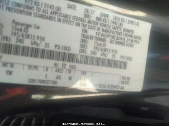 1FADP3E20HL318791 Ford FOCUS S