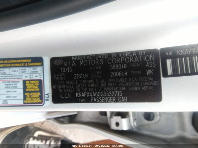 KNAFX4A60G5532715 KIA FORTE LX