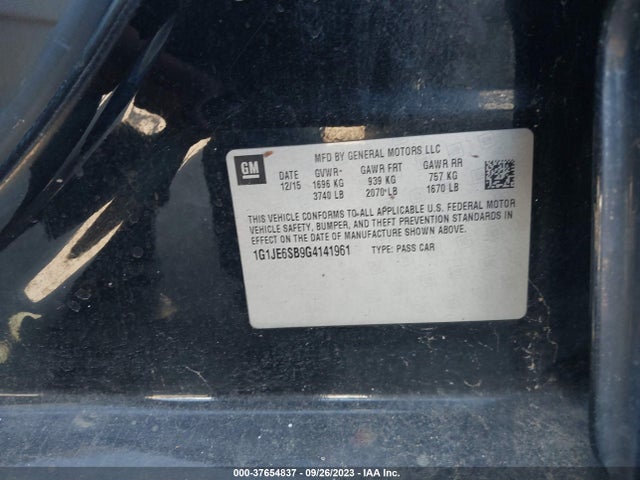 Chevrolet SONIC LTZ 2016 1G1JE6SB9G4141961 Image 9