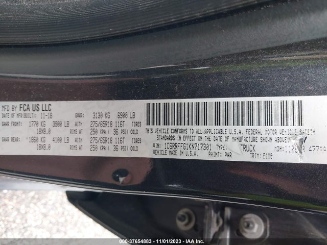 1C6RRFFG1KN717301 RAM 1500 Big Horn/lone Star