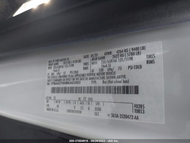 1FBAX2Y80MKA03503 Ford Transit Passenger Wagon Xl/xlt