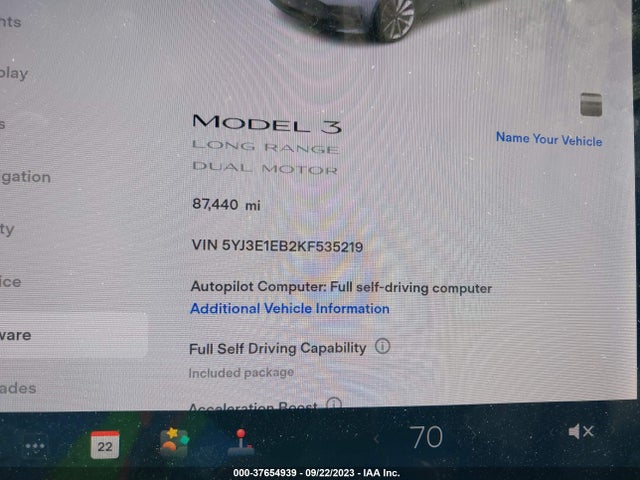 Tesla Model 3 Long Range/performance 2019 5YJ3E1EB2KF535219 Image 7