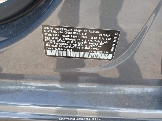 1VWAT7A35GC048354 Volkswagen Passat 1.8t S