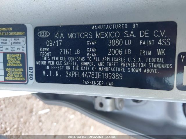 3KPFL4A78JE199389 KIA FORTE LX