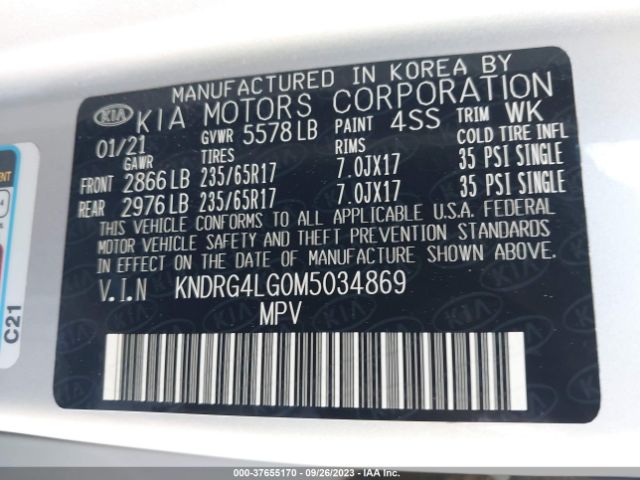 KNDRG4LG0M5034869 KIA Sorento Hybrid S