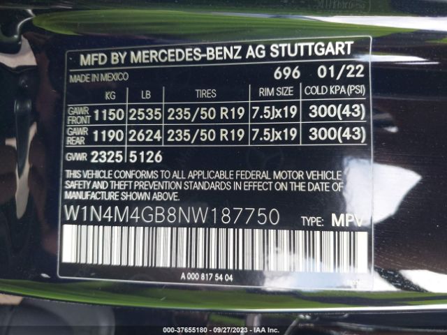 W1N4M4GB8NW187750 Mercedes-Benz Glb Glb 250