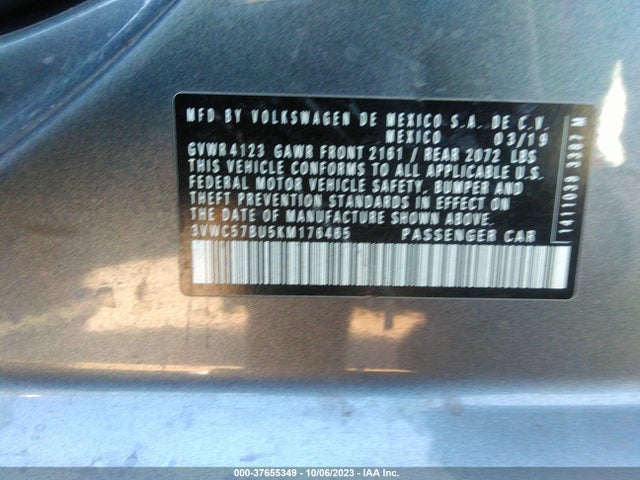 3VWC57BU5KM176465 Volkswagen Jetta S/se/r-line