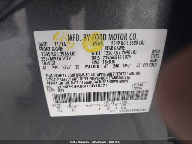 Ford Edge Titanium 2017 2FMPK4K86HBB19471 Image 9