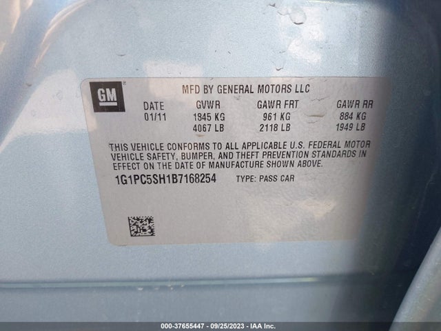 2011 CHEVROLET CRUZE LS VIN: 1G1PC5SH1B7168254