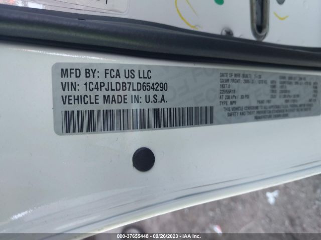 1C4PJLDB7LD654290 Jeep Cherokee Limited