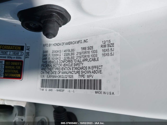 Honda CR-V LX 2016 5J6RM4H36GL021925 Image 9