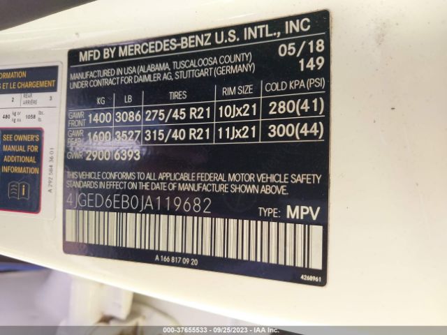 4JGED6EB0JA119682 Mercedes-Benz Gle Amg Gle 43
