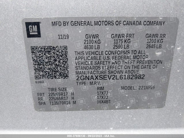 Chevrolet EQUINOX LS 2020 2GNAXSEV2L6182982 Image 9
