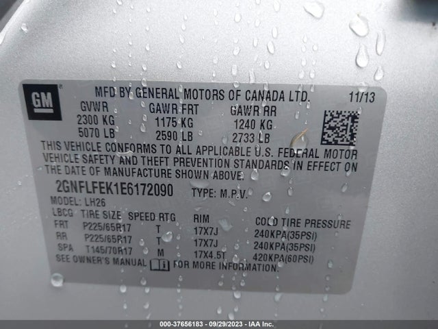 Chevrolet EQUINOX LT 2014 2GNFLFEK1E6172090 Image 9