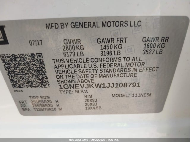 Chevrolet Traverse Premier 2018 1GNEVJKW1JJ108791 Image 9