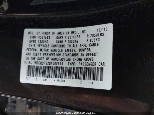 1HGCR2F52GA060515 Honda Accord Sedan Sport