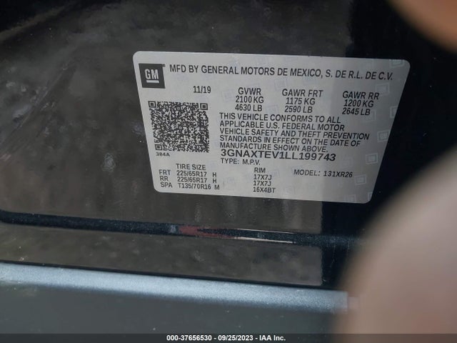 Chevrolet EQUINOX LT 2020 3GNAXTEV1LL199743 Image 9
