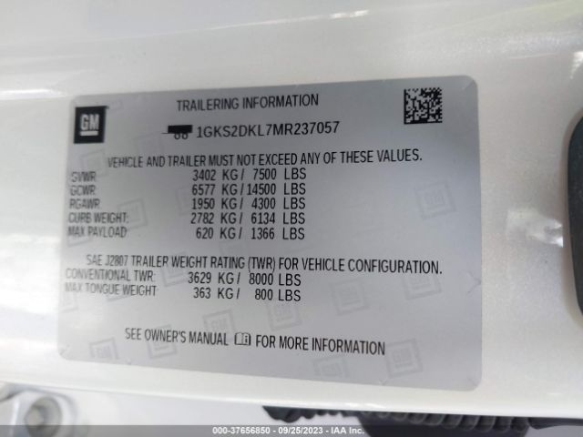 1GKS2DKL7MR237057 GMC YUKON DENALI
