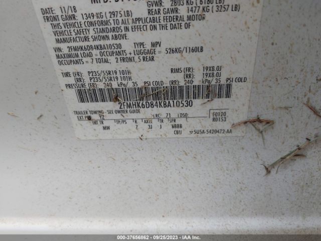 2FMHK6D84KBA10530 Ford Flex Limited