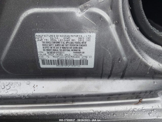 2015 NISSAN SENTRA SV VIN: 3N1AB7AP1FY232711
