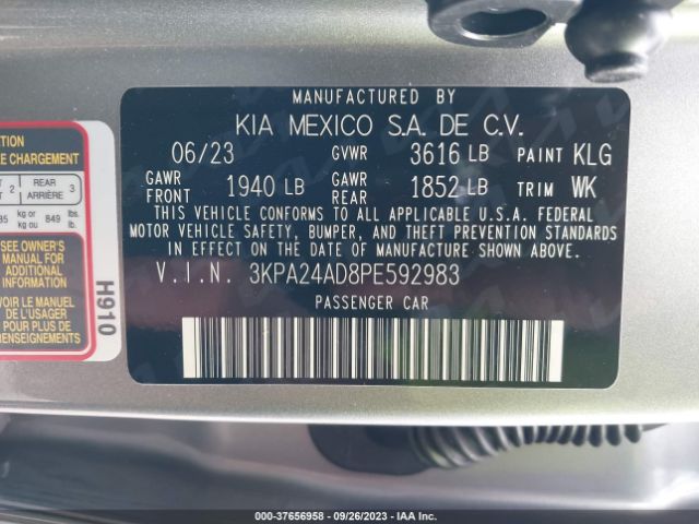 3KPA24AD8PE592983 KIA RIO S