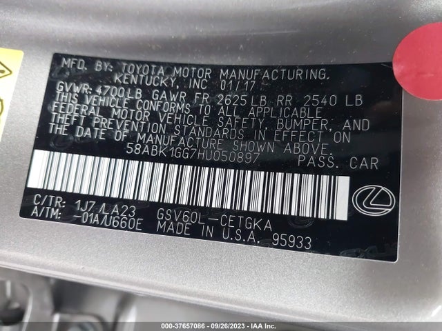 58ABK1GG7HU050897 Lexus Es Es 350