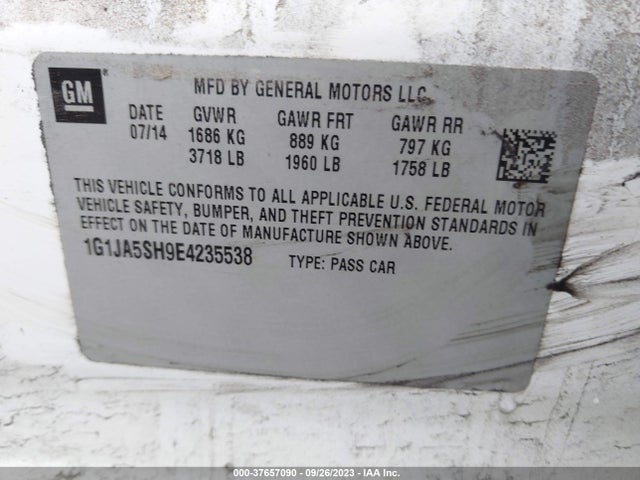 Chevrolet Sonic Ls Auto 2014 1G1JA5SH9E4235538 Image 9