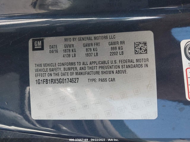 Chevrolet Camaro 1lt 2016 1G1FB1RX5G0174627 Image 9