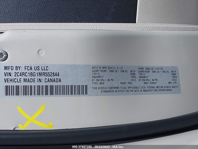 2C4RC1BG1MR552844 Chrysler Pacifica Touring L